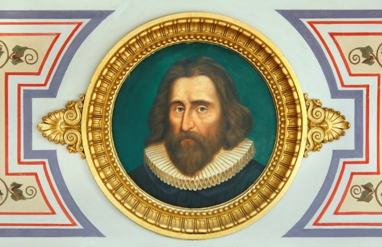 Porträtmedaillon von Joachim Jungius in der Aula der Universität Rostock (Foto: ITMZ).